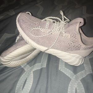 Pale pink adidas tennis shoes